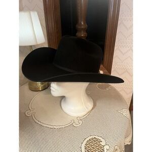 STETSON Cattleman 3X Black Wool Felt 4" Brim Cowboy Hat with Leather Band NWT